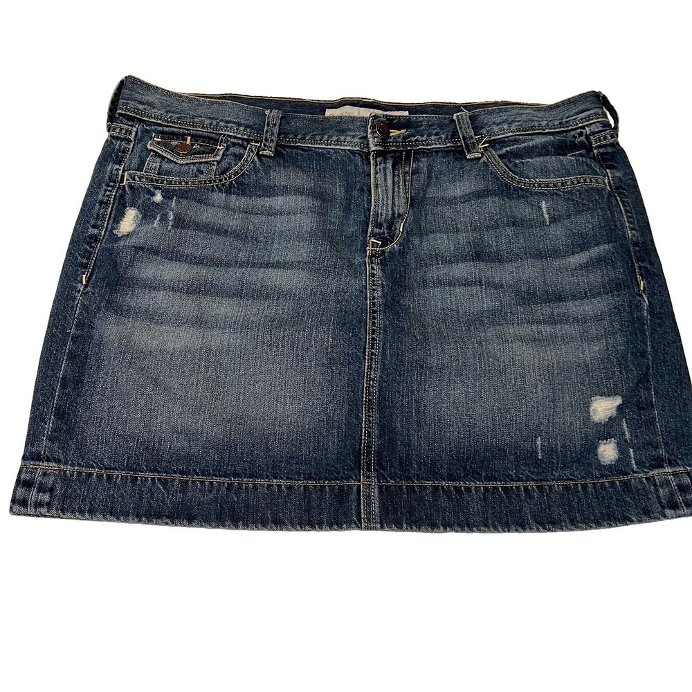 Vintage Y2K Streetwear Denim Low Rise Mini Skirt 14 Old Navy Distress Indie